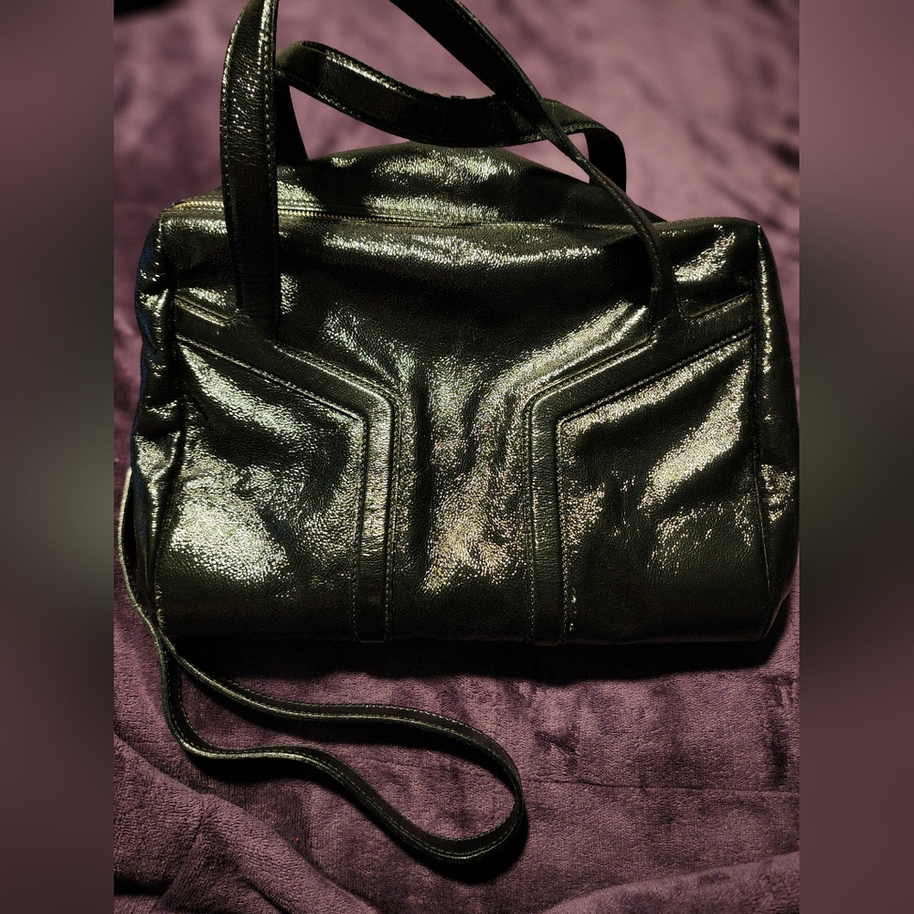 YVES SAINT LAURENT YSL Black Patent Leather Satchel